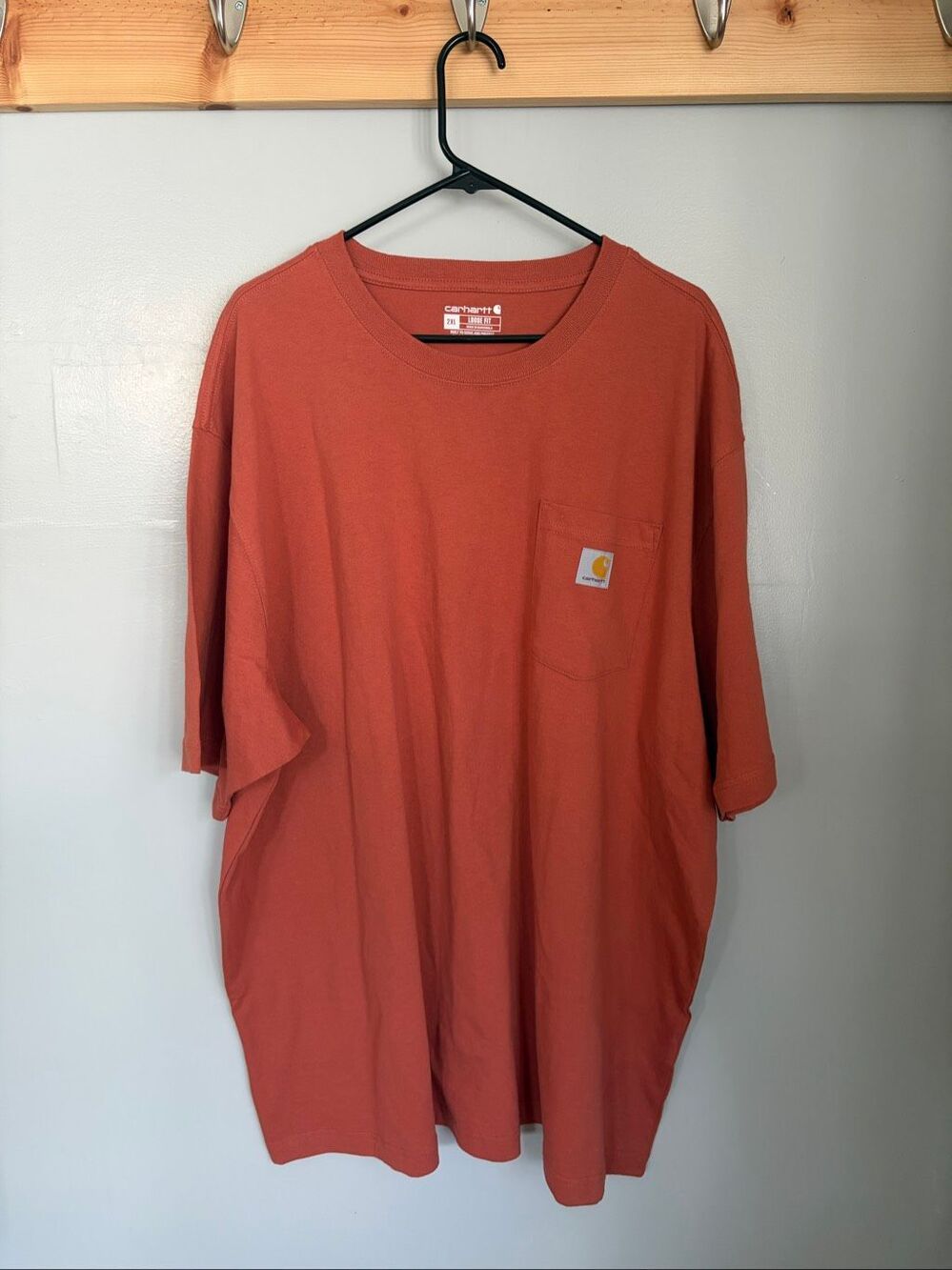 Carhartt Men’s K87 Pocket T-Shirt Terracotta Rust Orange Loose Fit 2XL
